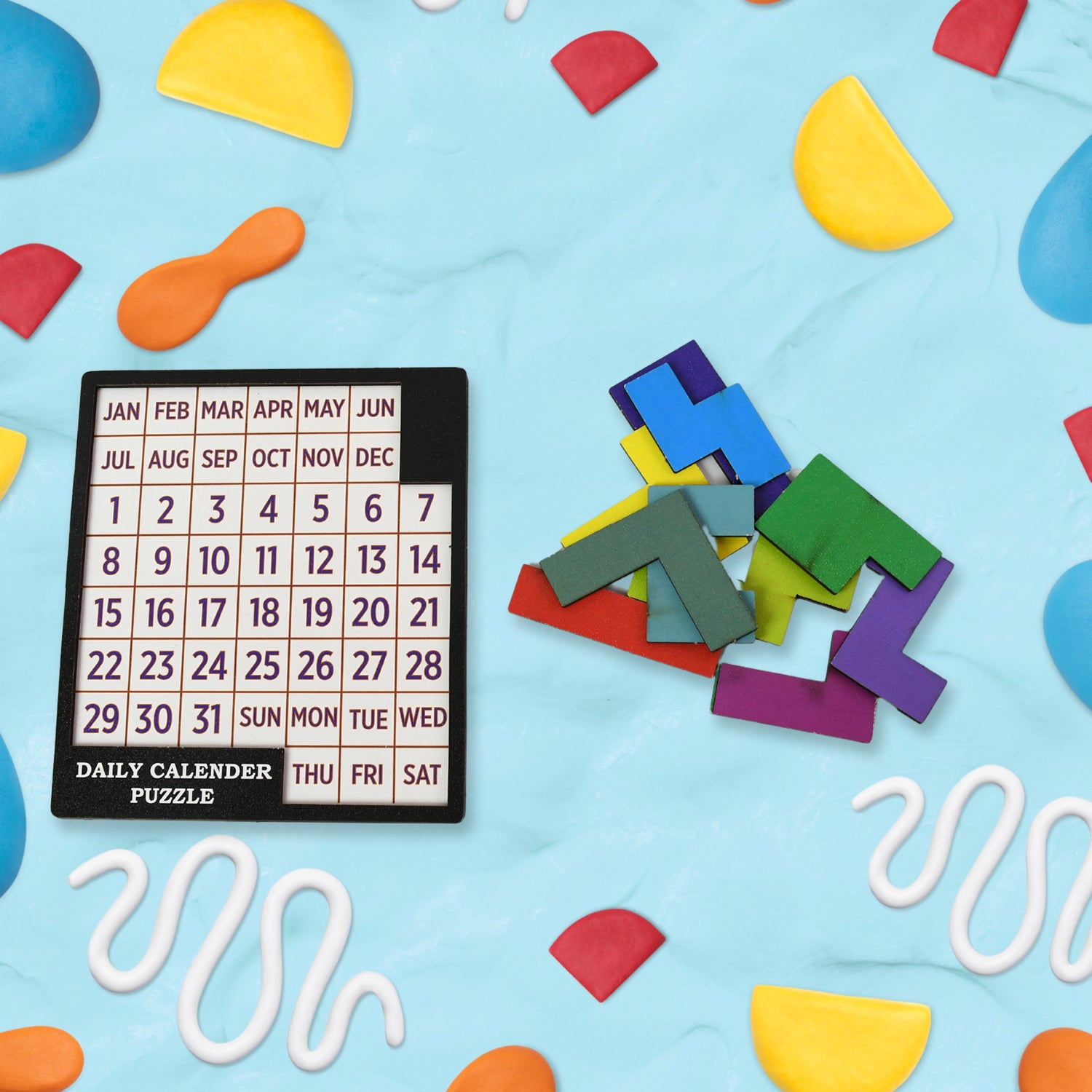 Wooden Daily Calendar Puzzle (Multicolor  1 Set) Wooden Daily Calendar Puzzle (Multicolor  1 Set)